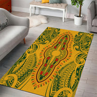 Africa Dashiki Area Rug African Tribal Art Mixed Polynesian Tattoo Gold Color Unique LT9 - Polynesian Pride