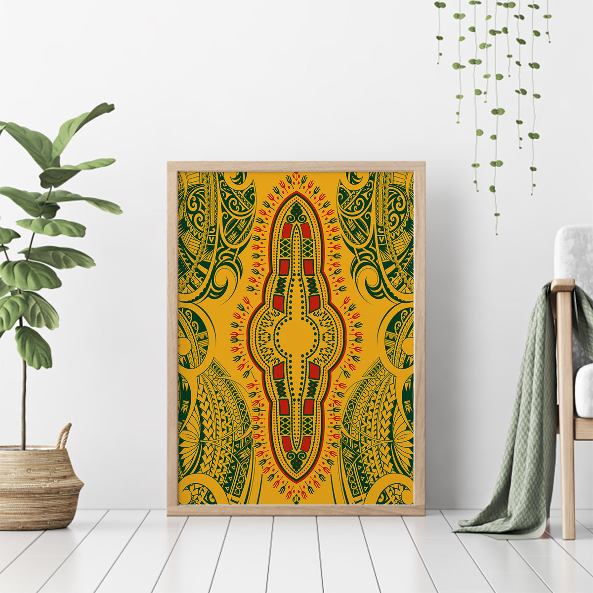 Africa Dashiki Canvas Wall Art African Tribal Art Mixed Polynesian Tattoo Gold Color Unique LT9 - Polynesian Pride