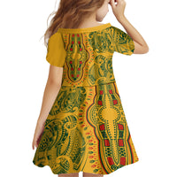 Africa Dashiki Family Matching Off Shoulder Maxi Dress and Hawaiian Shirt African Tribal Art Mixed Polynesian Tattoo Gold Color Unique LT9 - Polynesian Pride