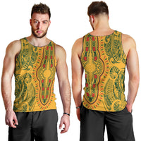 Africa Dashiki Men Tank Top African Tribal Art Mixed Polynesian Tattoo Gold Color Unique LT9 - Polynesian Pride