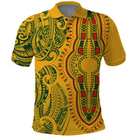 Africa Dashiki Polo Shirt African Tribal Art Mixed Polynesian Tattoo Gold Color Unique LT9 Gold - Polynesian Pride