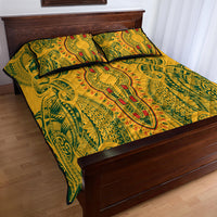 Africa Dashiki Quilt Bed Set African Tribal Art Mixed Polynesian Tattoo Gold Color Unique LT9 - Polynesian Pride