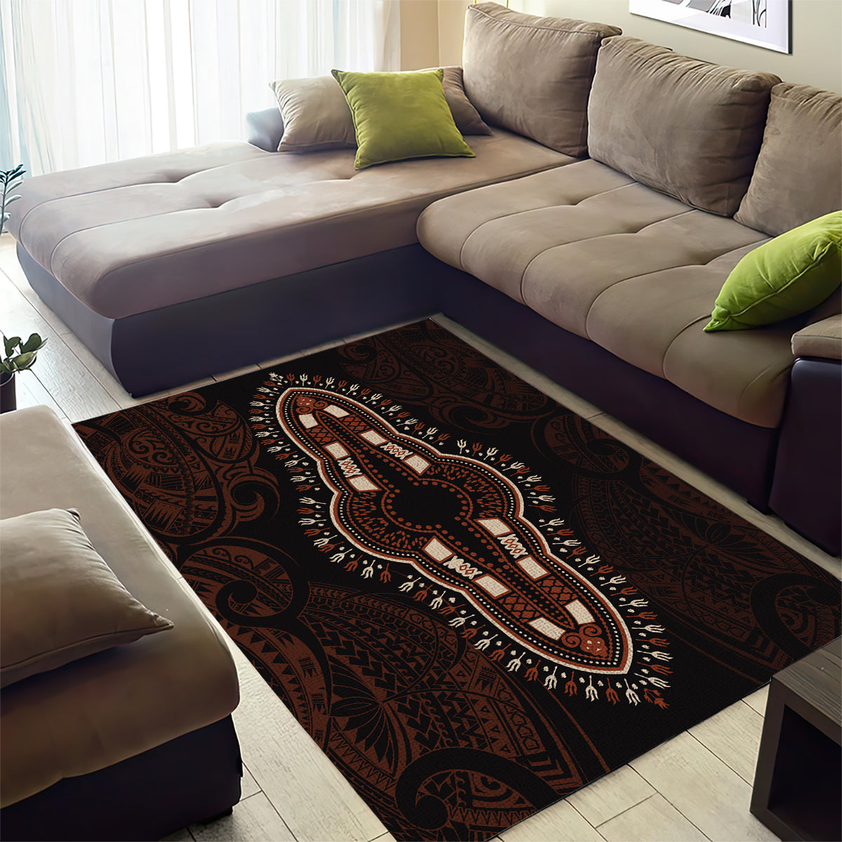 Africa Dashiki Area Rug African Tribal Art Mixed Polynesian Tattoo Red Color Unique LT9 - Polynesian Pride