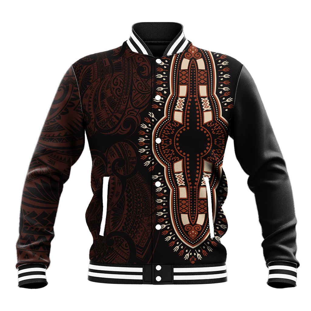 Africa Dashiki Baseball Jacket African Tribal Art Mixed Polynesian Tattoo Red Color Unique LT9 Unisex Red - Polynesian Pride