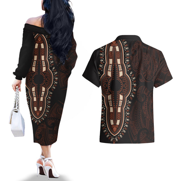 Personalized African Dashiki Off Shoulder Maxi Dress - Mudcloth Style DT02 main image 1
