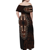Africa Dashiki Family Matching Off Shoulder Maxi Dress and Hawaiian Shirt African Tribal Art Mixed Polynesian Tattoo Red Color Unique LT9 - Polynesian Pride
