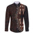 Africa Dashiki Family Matching Puletasi Dress and Hawaiian Shirt African Tribal Art Mixed Polynesian Tattoo Red Color Unique LT9 Dad's Shirt - Long Sleeve Red - Polynesian Pride