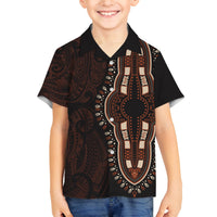 Africa Dashiki Family Matching Puletasi Dress and Hawaiian Shirt African Tribal Art Mixed Polynesian Tattoo Red Color Unique LT9 Son's Shirt Red - Polynesian Pride