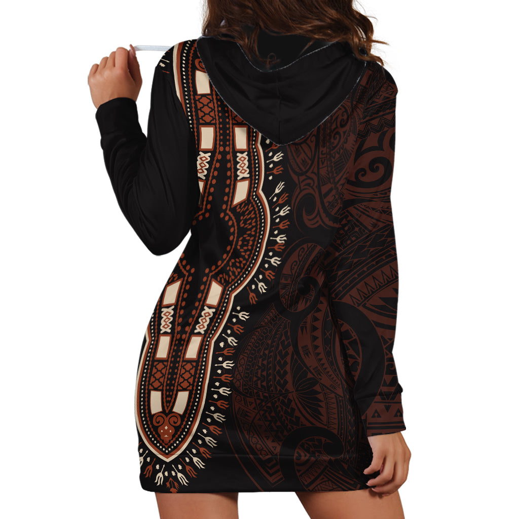 Africa Dashiki Hoodie Dress African Tribal Art Mixed Polynesian Tattoo Red Color Unique LT9 - Polynesian Pride