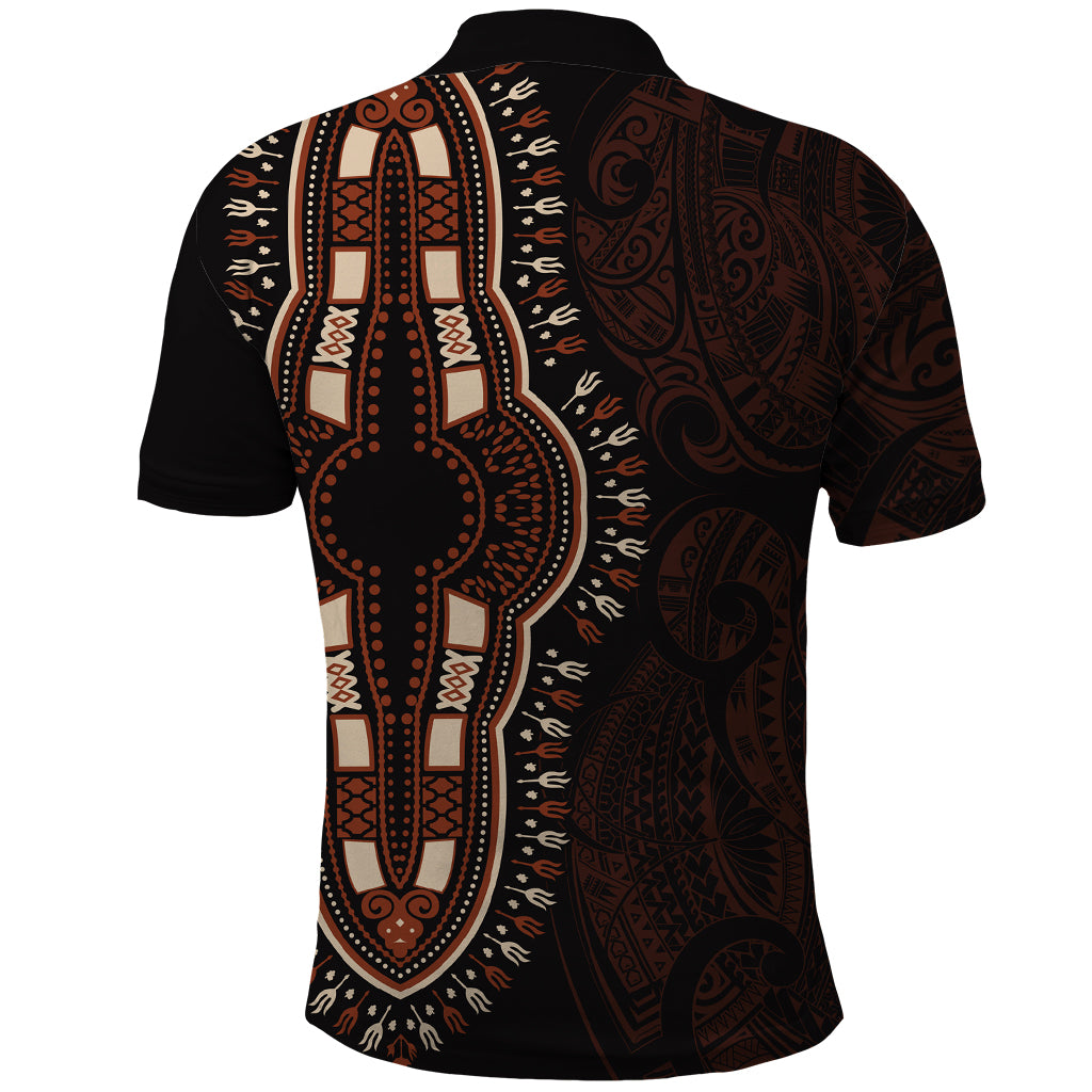 Africa Dashiki Polo Shirt African Tribal Art Mixed Polynesian Tattoo Red Color Unique LT9 - Polynesian Pride