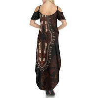Africa Dashiki Summer Maxi Dress African Tribal Art Mixed Polynesian Tattoo Red Color Unique LT9 - Polynesian Pride