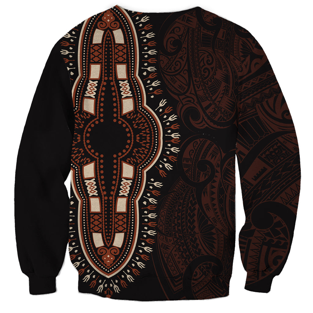 Africa Dashiki Sweatshirt African Tribal Art Mixed Polynesian Tattoo Red Color Unique LT9 - Polynesian Pride