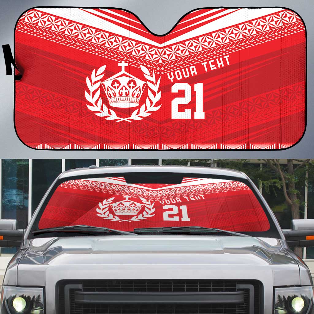 Custom Mate Ma'a Tonga Heritage Auto Sun Shade Pacific Tribal Rugby Red Edition - Polynesian Pride