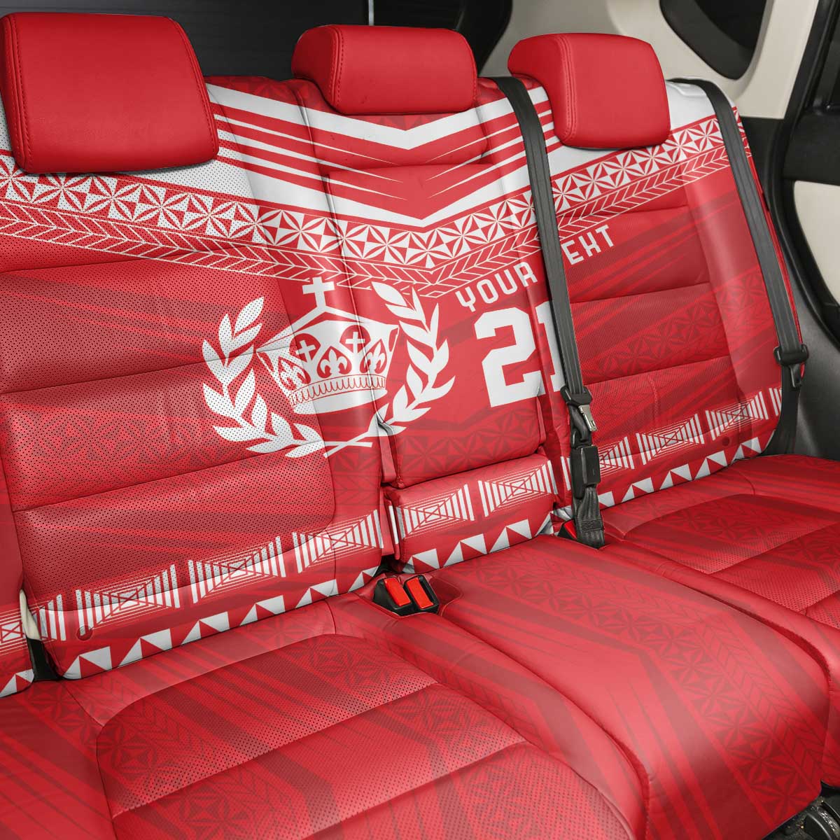 Custom Mate Ma'a Tonga Heritage Back Car Seat Cover Pacific Tribal Rugby Red Edition - Polynesian Pride