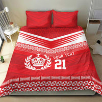 Custom Mate Ma'a Tonga Heritage Bedding Set Pacific Tribal Rugby Red Edition - Polynesian Pride