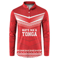 Custom Mate Ma'a Tonga Heritage Button Sweatshirt Pacific Tribal Rugby Red Edition - Polynesian Pride
