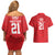 Custom Mate Ma'a Tonga Heritage Couples Matching Off Shoulder Short Dress and Hawaiian Shirt Pacific Tribal Rugby Red Edition - Polynesian Pride