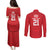 Custom Mate Ma'a Tonga Heritage Couples Matching Puletasi and Long Sleeve Button Shirt Pacific Tribal Rugby Red Edition - Polynesian Pride
