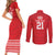 Custom Mate Ma'a Tonga Heritage Couples Matching Short Sleeve Bodycon Dress and Long Sleeve Button Shirt Pacific Tribal Rugby Red Edition - Polynesian Pride