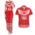 Custom Mate Ma'a Tonga Heritage Couples Matching Tank Maxi Dress and Hawaiian Shirt Pacific Tribal Rugby Red Edition - Polynesian Pride