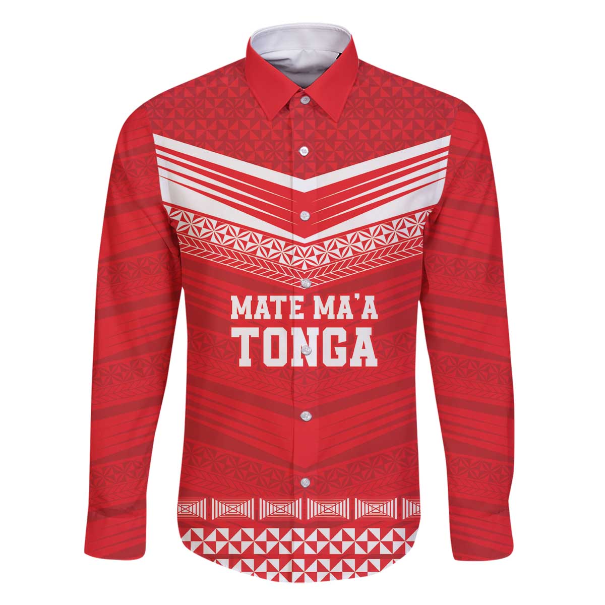 Custom Mate Ma'a Tonga Heritage Family Matching Off The Shoulder Long Sleeve Dress and Hawaiian Shirt Pacific Tribal Rugby Red Edition - Polynesian Pride