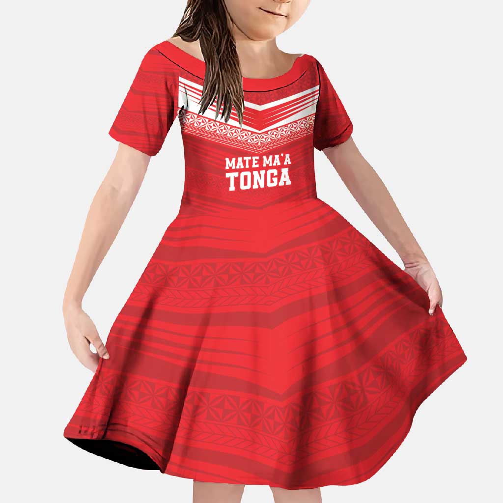 Custom Mate Ma'a Tonga Heritage Family Matching Off Shoulder Maxi Dress and Hawaiian Shirt Pacific Tribal Rugby Red Edition - Polynesian Pride