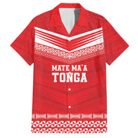 Custom Mate Ma'a Tonga Heritage Family Matching Off Shoulder Short Dress and Hawaiian Shirt Pacific Tribal Rugby Red Edition - Polynesian Pride