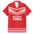 Custom Mate Ma'a Tonga Heritage Family Matching Off Shoulder Short Dress and Hawaiian Shirt Pacific Tribal Rugby Red Edition - Polynesian Pride