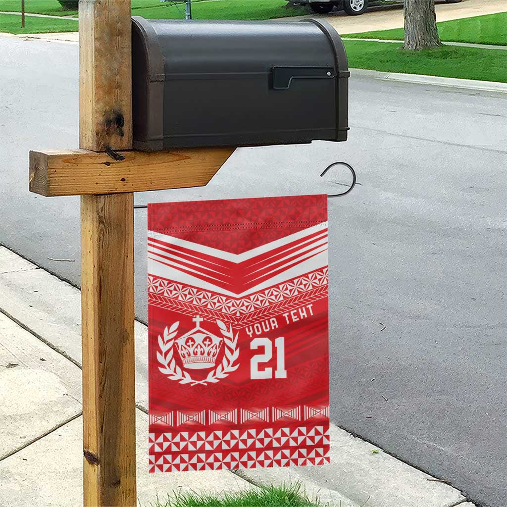 Custom Mate Ma'a Tonga Heritage Garden Flag Pacific Tribal Rugby Red Edition - Polynesian Pride