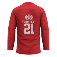 Custom Mate Ma'a Tonga Heritage Hockey Jersey Pacific Tribal Rugby Red Edition - Polynesian Pride