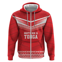 Custom Mate Ma'a Tonga Heritage Hoodie Pacific Tribal Rugby Red Edition - Polynesian Pride