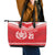 Custom Mate Ma'a Tonga Heritage Leather Tote Bag Pacific Tribal Rugby Red Edition - Polynesian Pride