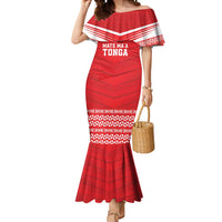 Custom Mate Ma'a Tonga Heritage Mermaid Dress Pacific Tribal Rugby Red Edition - Polynesian Pride
