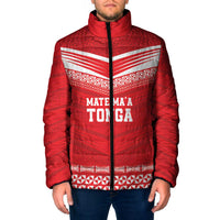 Custom Mate Ma'a Tonga Heritage Padded Jacket Pacific Tribal Rugby Red Edition - Polynesian Pride