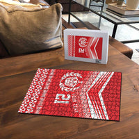 Custom Mate Ma'a Tonga Heritage Puzzle Pacific Tribal Rugby Red Edition - Polynesian Pride
