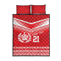 Custom Mate Ma'a Tonga Heritage Quilt Bed Set Pacific Tribal Rugby Red Edition - Polynesian Pride