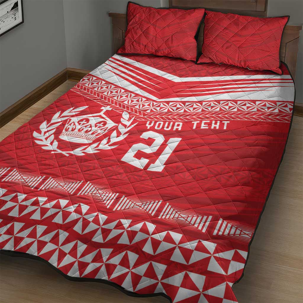 Custom Mate Ma'a Tonga Heritage Quilt Bed Set Pacific Tribal Rugby Red Edition - Polynesian Pride