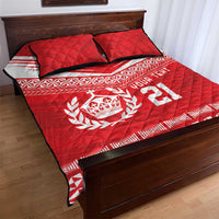 Custom Mate Ma'a Tonga Heritage Quilt Bed Set Pacific Tribal Rugby Red Edition - Polynesian Pride