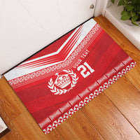 Custom Mate Ma'a Tonga Heritage Rubber Doormat Pacific Tribal Rugby Red Edition - Polynesian Pride