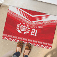 Custom Mate Ma'a Tonga Heritage Rubber Doormat Pacific Tribal Rugby Red Edition - Polynesian Pride