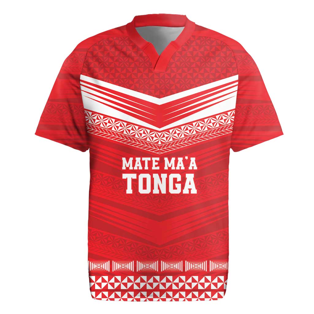 Custom Mate Ma'a Tonga Heritage Rugby Jersey Pacific Tribal Rugby Red Edition - Polynesian Pride
