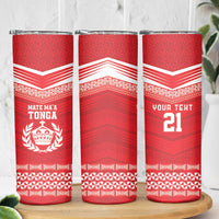 Custom Mate Ma'a Tonga Heritage Skinny Tumbler Pacific Tribal Rugby Red Edition - Polynesian Pride