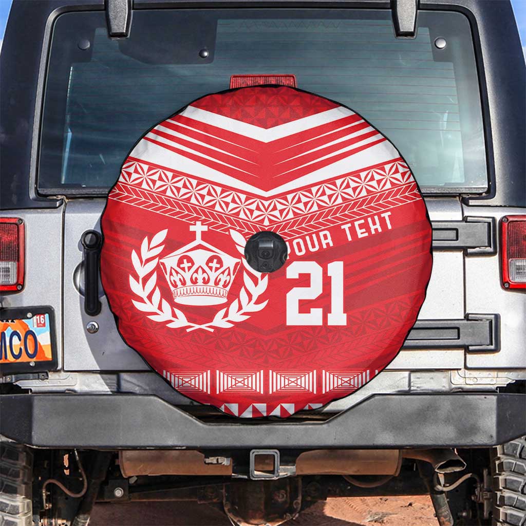 Custom Mate Ma'a Tonga Heritage Spare Tire Cover Pacific Tribal Rugby Red Edition - Polynesian Pride