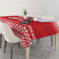 Custom Mate Ma'a Tonga Heritage Tablecloth Pacific Tribal Rugby Red Edition - Polynesian Pride