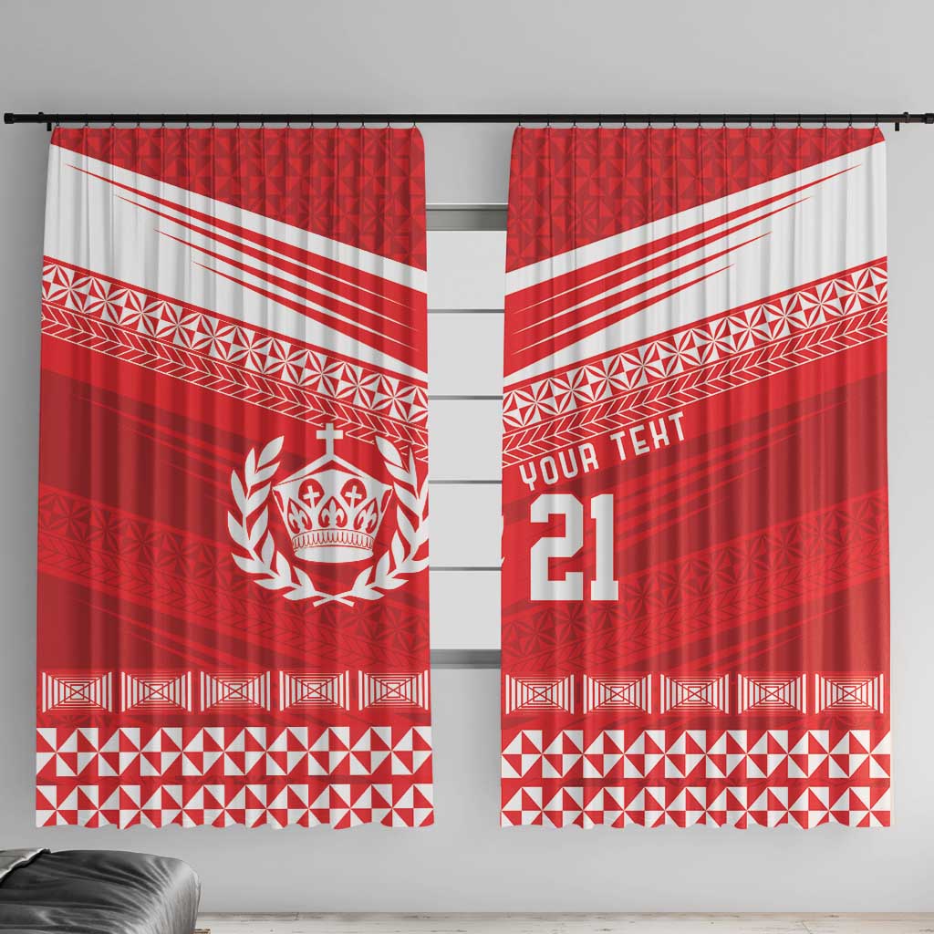 Custom Mate Ma'a Tonga Heritage Window Curtain Pacific Tribal Rugby Red Edition - Polynesian Pride