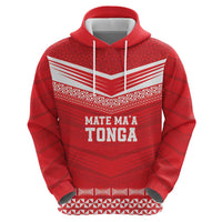 Custom Mate Ma'a Tonga Heritage Zip Hoodie Pacific Tribal Rugby Red Edition - Polynesian Pride
