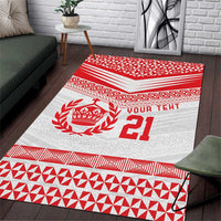 Custom Mate Ma'a Tonga Heritage Area Rug Pacific Tribal Rugby White Edition - Polynesian Pride