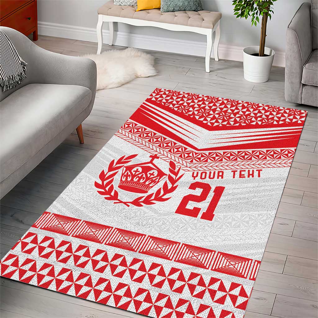 Custom Mate Ma'a Tonga Heritage Area Rug Pacific Tribal Rugby White Edition - Polynesian Pride