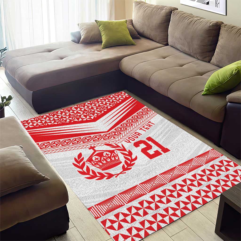 Custom Mate Ma'a Tonga Heritage Area Rug Pacific Tribal Rugby White Edition - Polynesian Pride