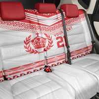 Custom Mate Ma'a Tonga Heritage Back Car Seat Cover Pacific Tribal Rugby White Edition - Polynesian Pride